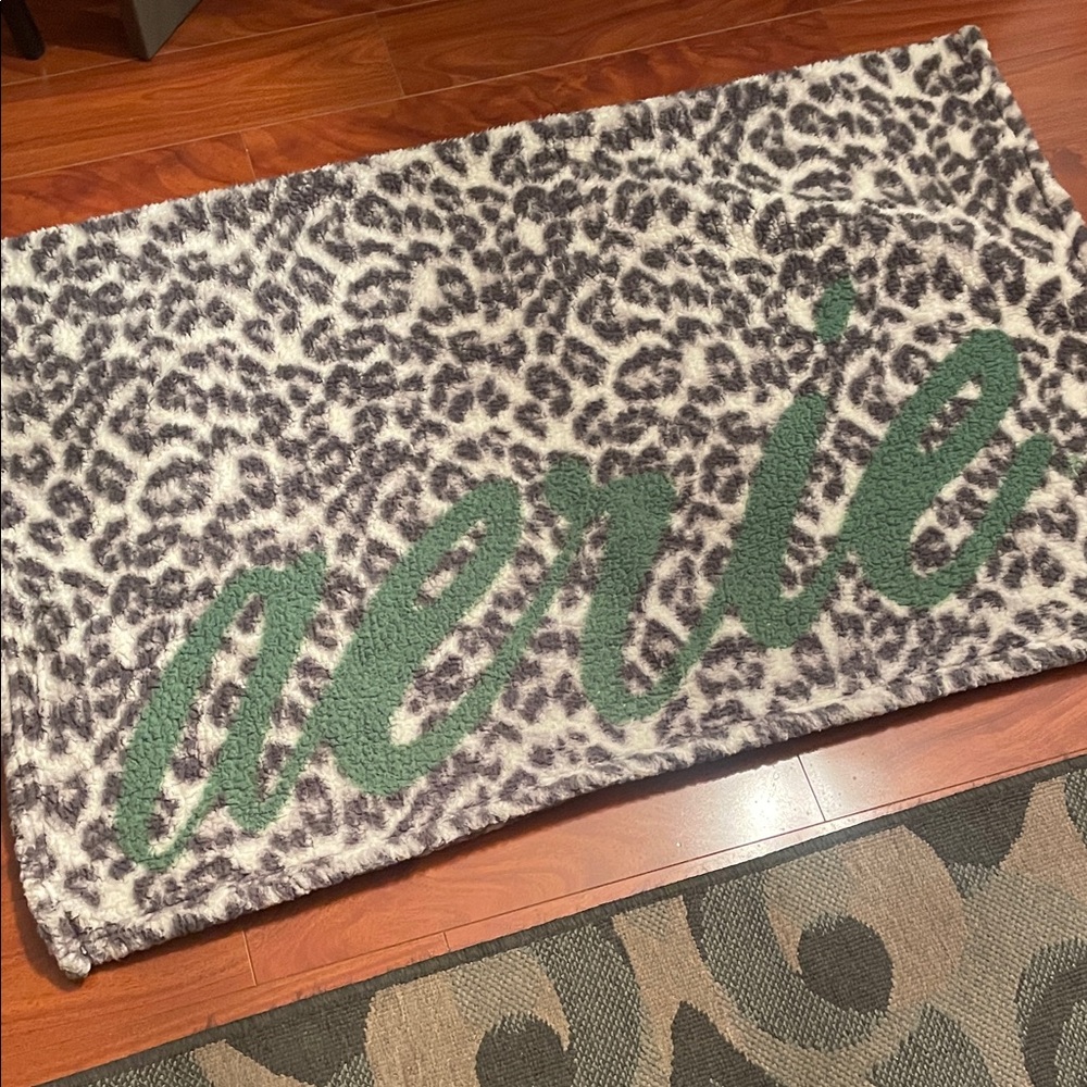 Aerie Leopard Print Blanket with Green Accents